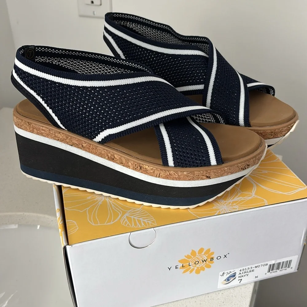 Yellow Box Women's Navy Platform Sandals - Picture 2 of 3